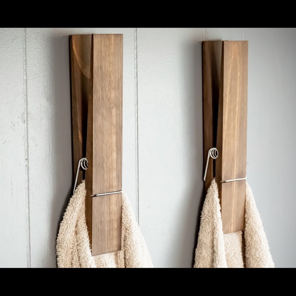 Large Clothespin Bathroom Towel Holder